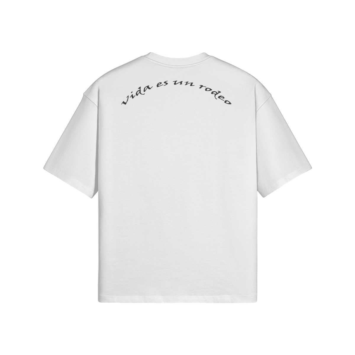 vida es un rodeo tee with black lettering